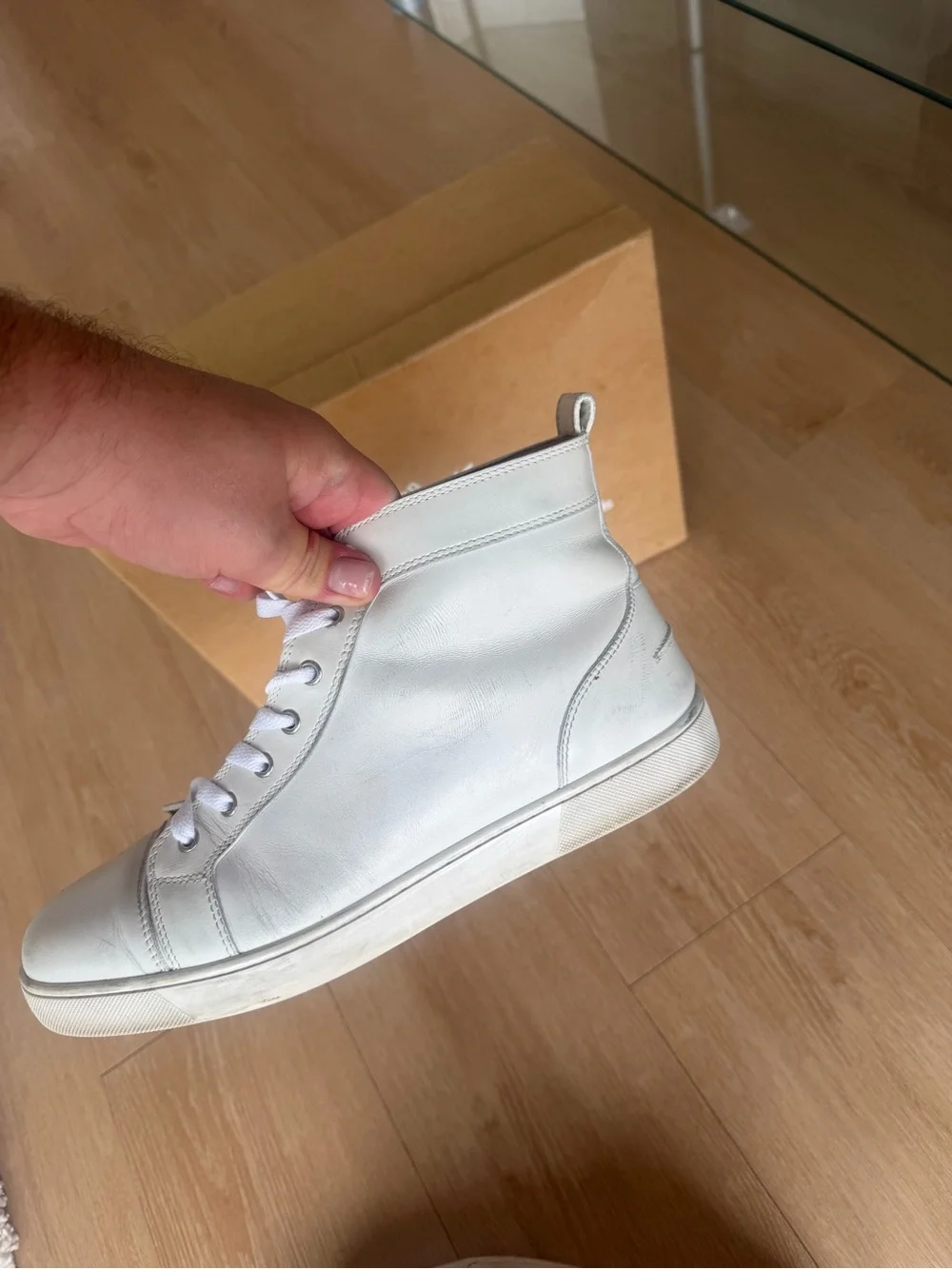 Christian Louboutin Men's White High-Top Sneakers